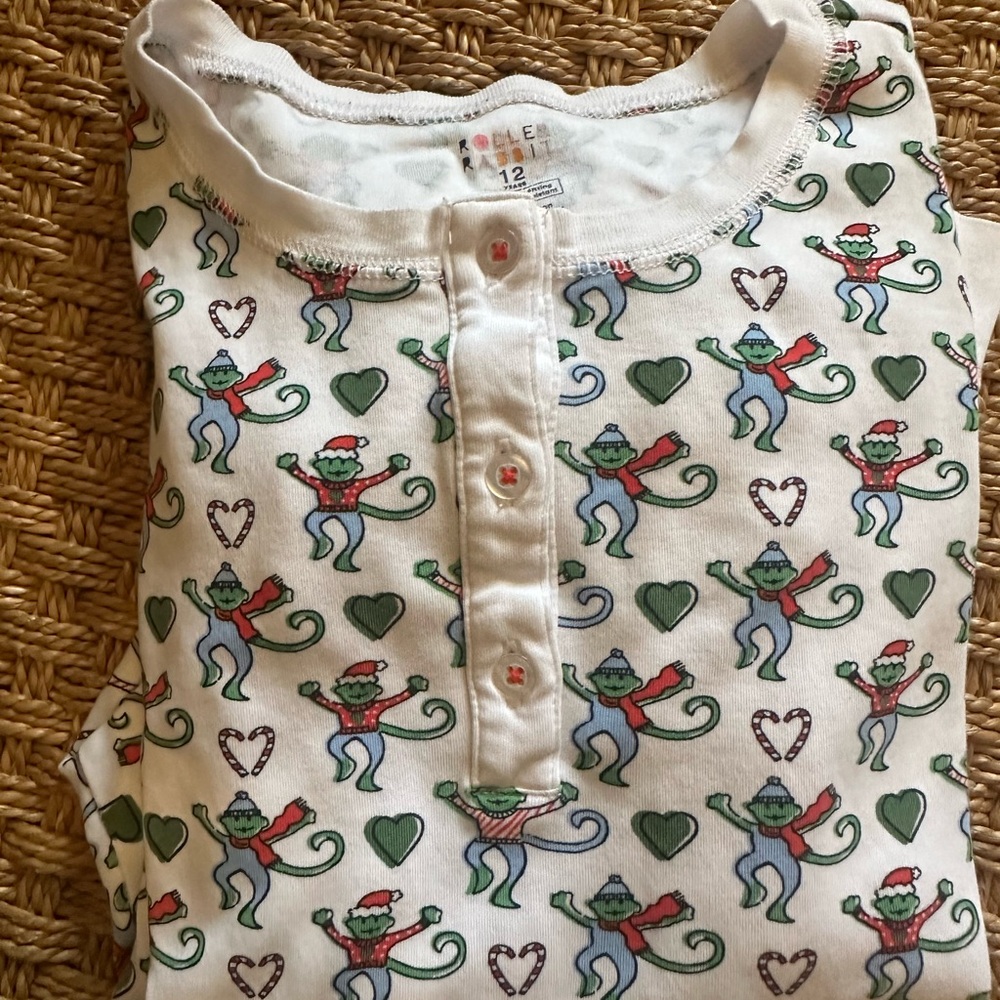 Roller Rabbit Merry Monkeys Christmas Pajama  Set
